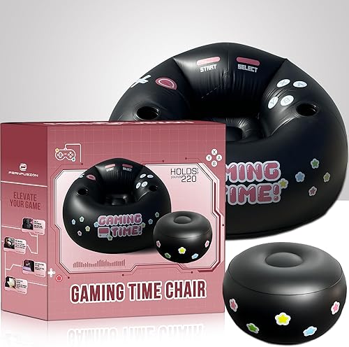 Miniatura 5 de FranFusion Silla Hinchable Rosa para Juegos para Niños y Adolescentes con Portavasos y Bolsillo Lateral - Esta Silla de Juego de Puf de Aire es el