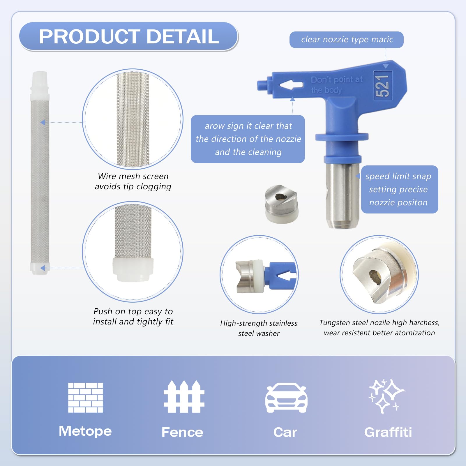 Airless Farbpistolen-Set, Airless Lackierpistole Hochdruck-Lackierpistole Kit 3600 PSI mit Hochdruckschlauch 15 m, Verlängerungsstange, Sprühdüse, 60 Mesh Filter Elemente, für Gebäude Zäune