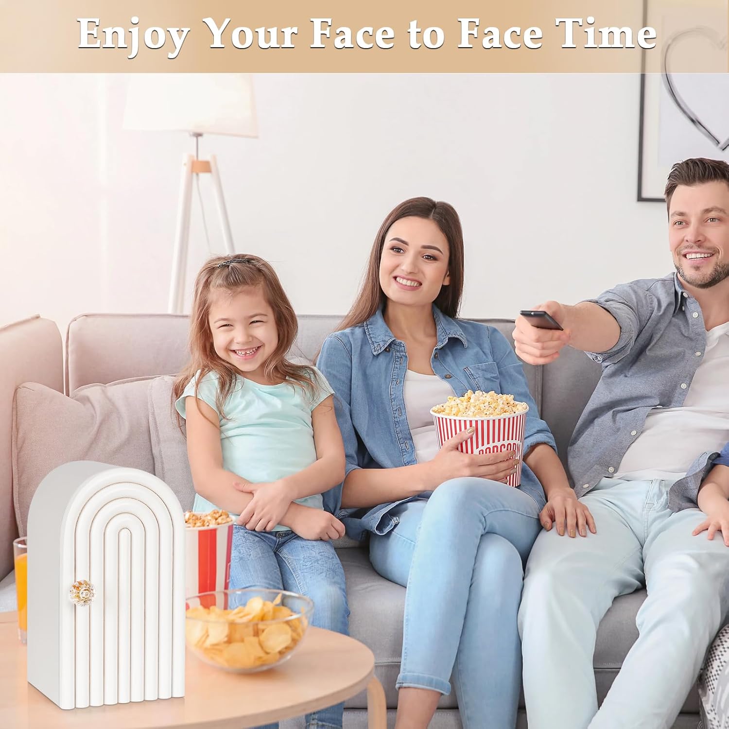 Phone Box for Family Time, Bamboo Cell Phone Jail, 3 Sections Hold 6 Phones, with Charging Holes, Phone Holder Self-Discipline Box, Help Kids Adults Focus Back, Mobile Phone Addiction (White)