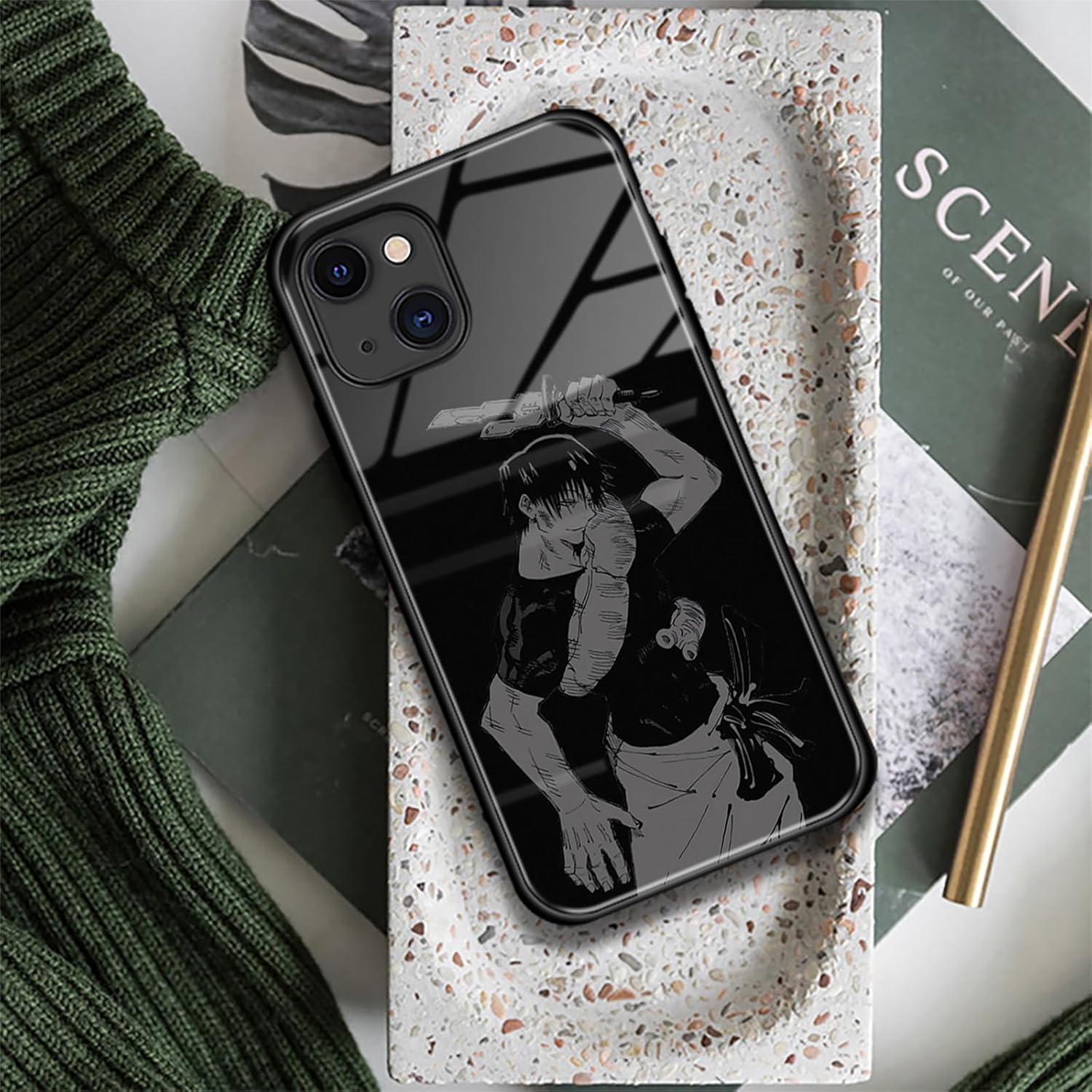 Anime Manga Case for iPhone 15 Unique Artwork Design Glossy Tempered Glass Silicone Shockproof Phone Shell - Image 5