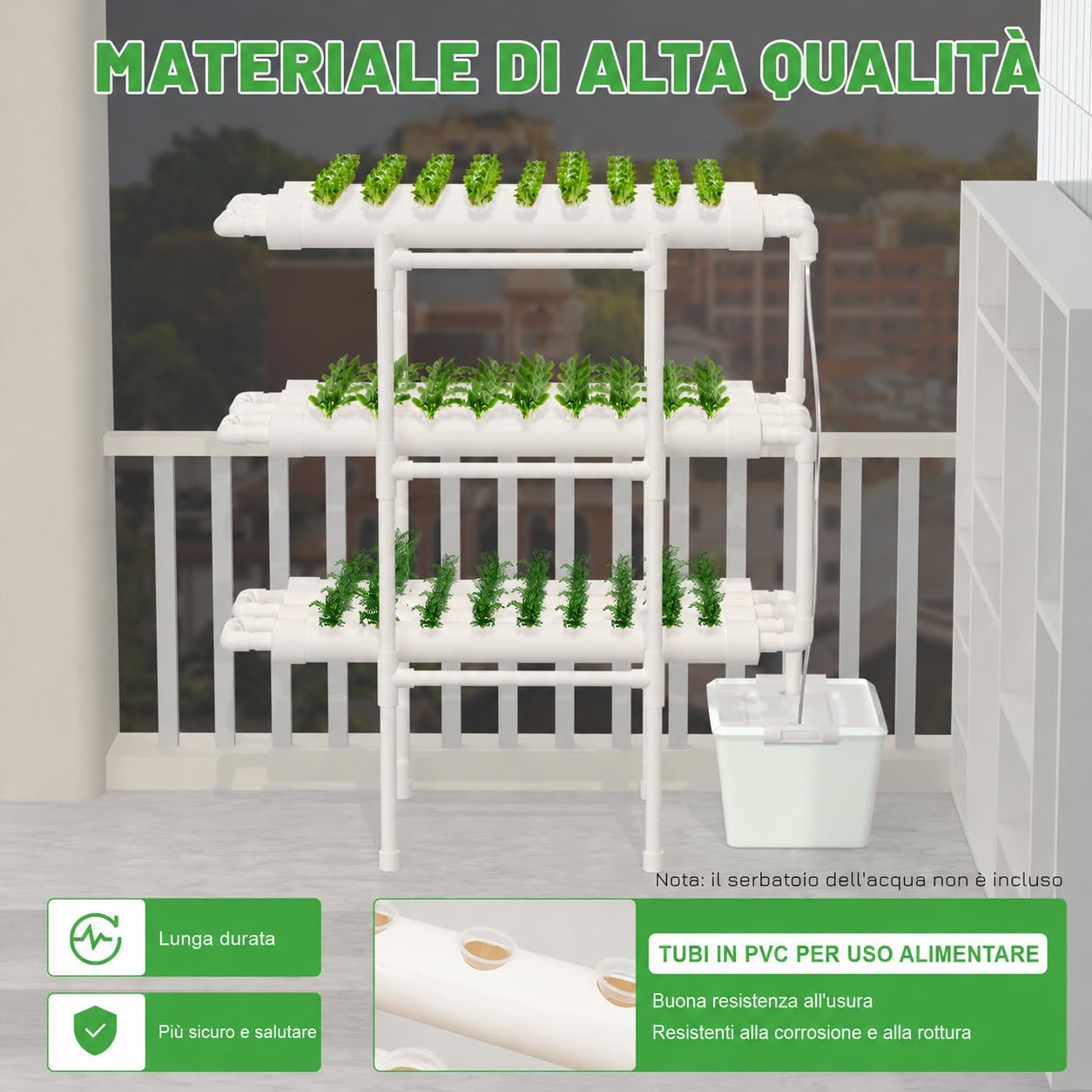 Hydroponic System Grow Kit 108 siti vegetali a 3 Strati in PVC, idroponico per Colture acquatiche,Piante da Giardino e esperimenti idroponici, 96 × 55 × 111 cm