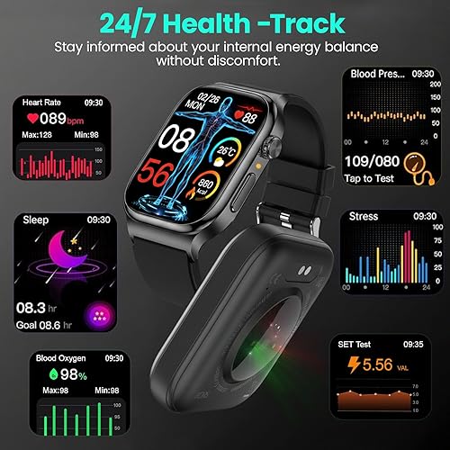 Miniatura 2 de Reloj inteligente de salud para mujeres y hombres – 2.04 pulgadas AMOLED reloj de seguimiento de actividad física con frecuencia cardíaca 24/7,