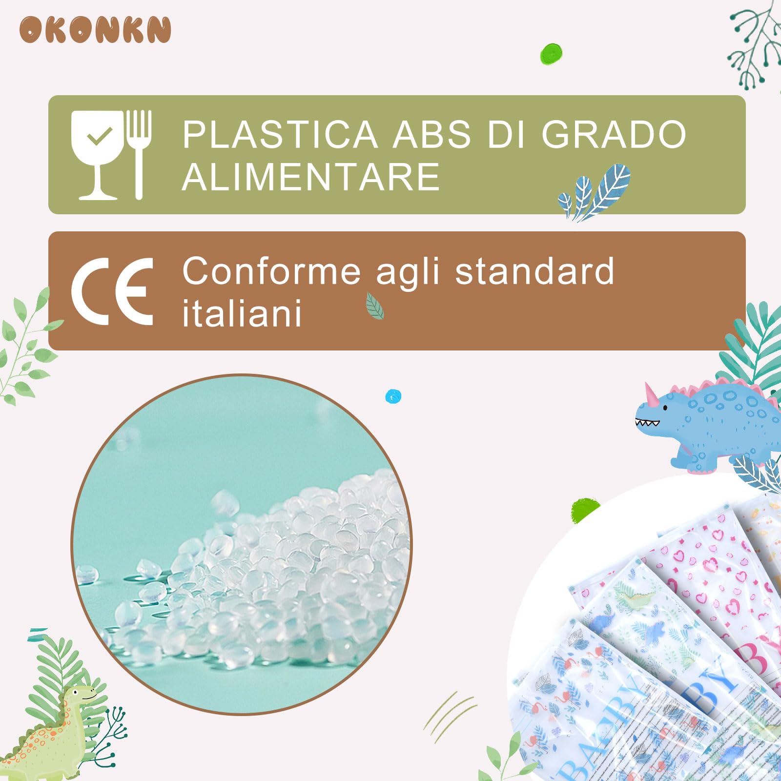 OKONKN Bustine Corredino Neonato Ospedale Sacchetti Cambio Riutilizzabili Asilo Viaggi Idea Regalo Future Mamme Dinosauro Flamingo