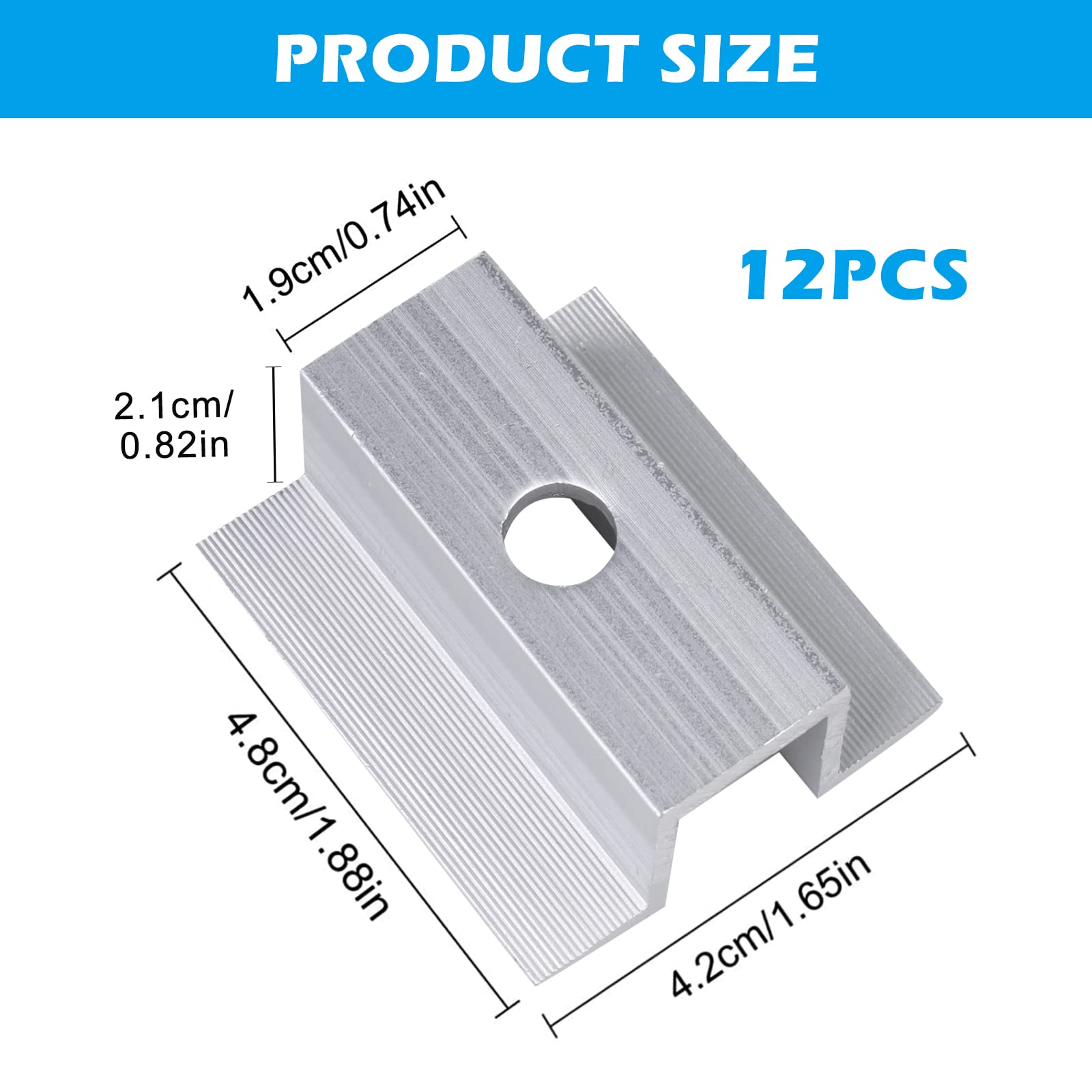 Centrales en Aluminium PV, 12 Pinces pour Panneaux Solaires, Accessoires de Montage pour Hauteur de Module 25-50 mm, Support de Panneau Solaire pour Montage