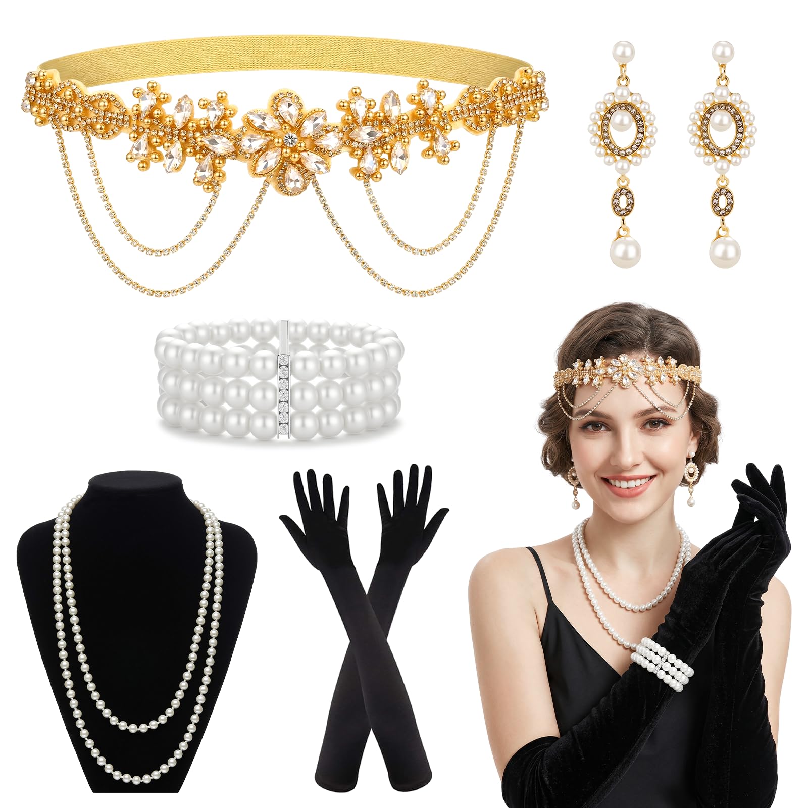 Grantop 1920s Accessories for Women, Roaring 20s Fancy Dress