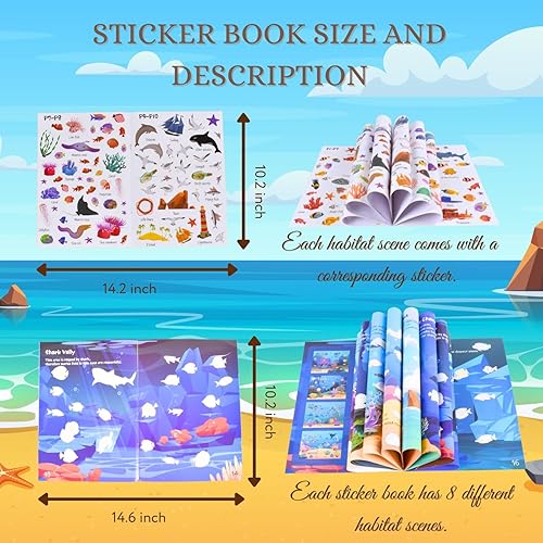 Miniatura 2 de Libros de calcomanías para niños de 2 a 6 años, 16 páginas, libro de actividades de 8 escenas divertidas diferentes con más de 240 calcomanías de