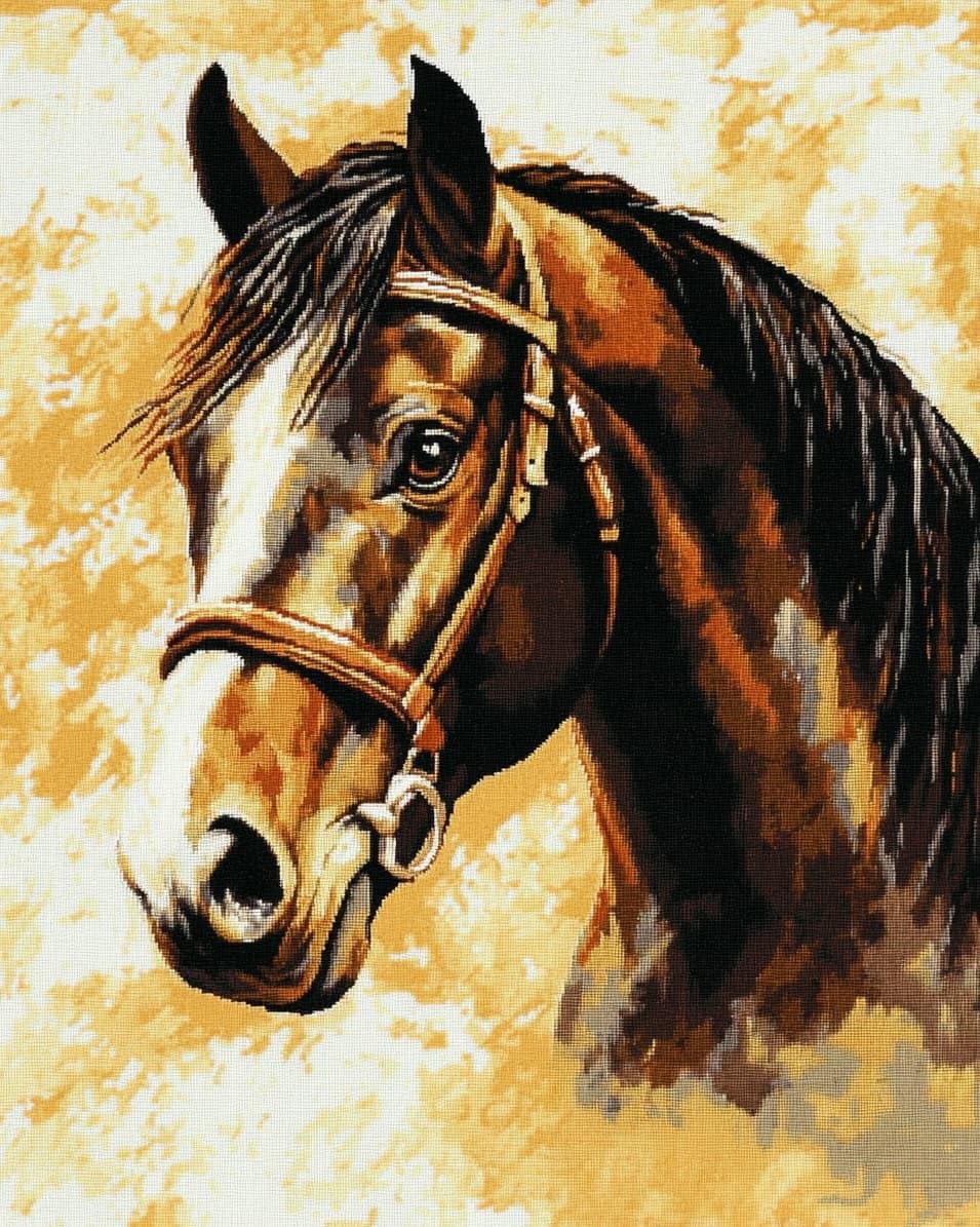 WallustrioaW 11CT Stamped Cross Stitch Kits,Galloping Horse,DIY Cross Stitch Ornament for Adults Beginners,Embroidery Kits Home Decor,40x50cm