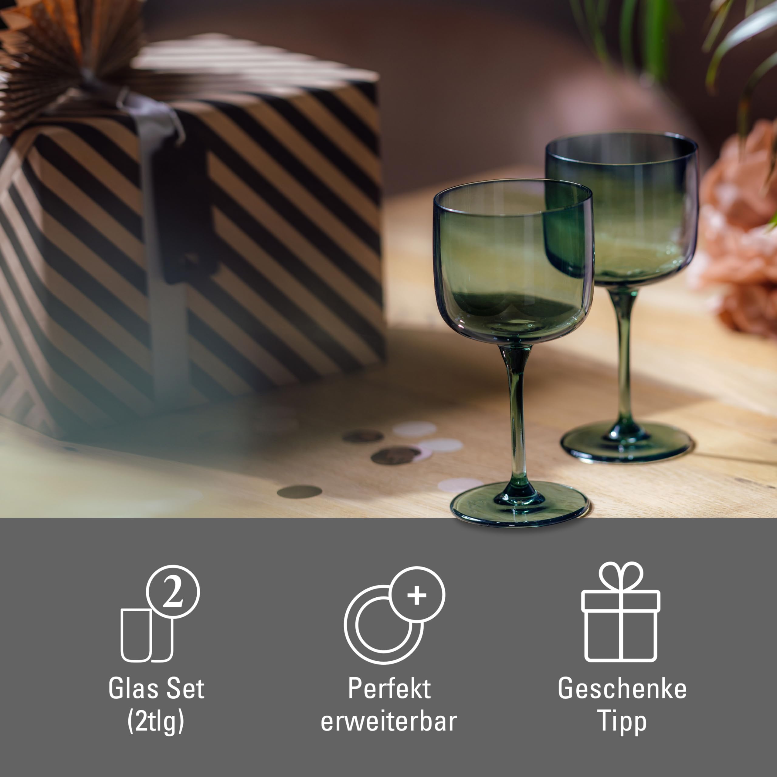 Villeroy & Boch – Like Sage kieliszek do wina zestaw 2-cz., szkło w kolorze zielonym, pojemność 270 ml