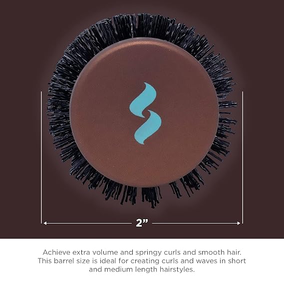 Spornette Ion Fusion 2 inch Round Brush With Thermal Ceramic Barrel And Ion-charged Anti Static Nylon Bristles For Blow Drying, Blow-outs, Curling, Styling, And Smoothing All Types Of Hair Textures