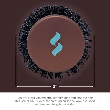 Spornette Ion Fusion 2 inch Round Brush With Thermal Ceramic Barrel And Ion-charged Anti Static Nylon Bristles For Blow Drying, Blow-outs, Curling, Styling, And Smoothing All Types Of Hair Textures