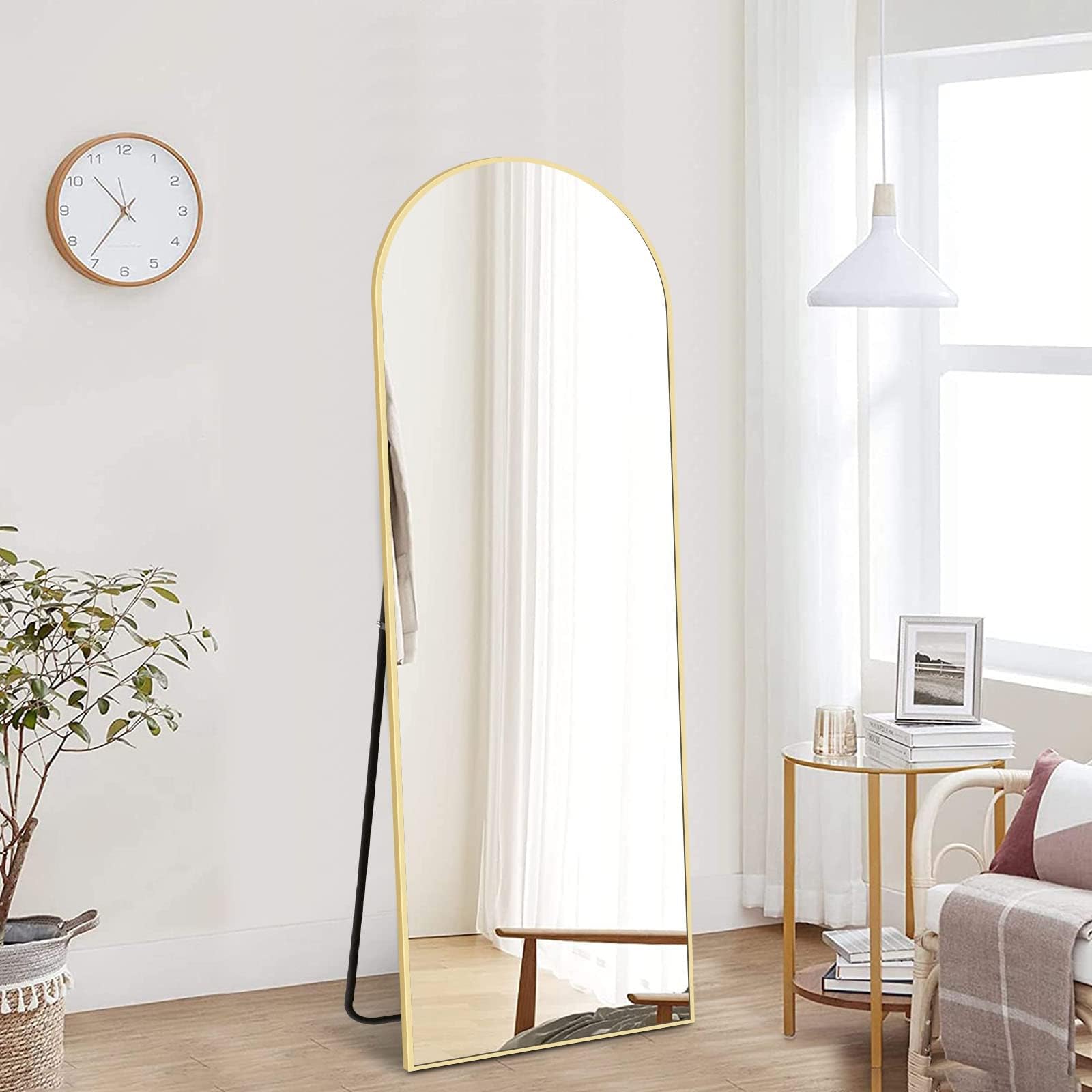 CONGUILIAO Full Length Mirror, Arched Floor Mirror, Full