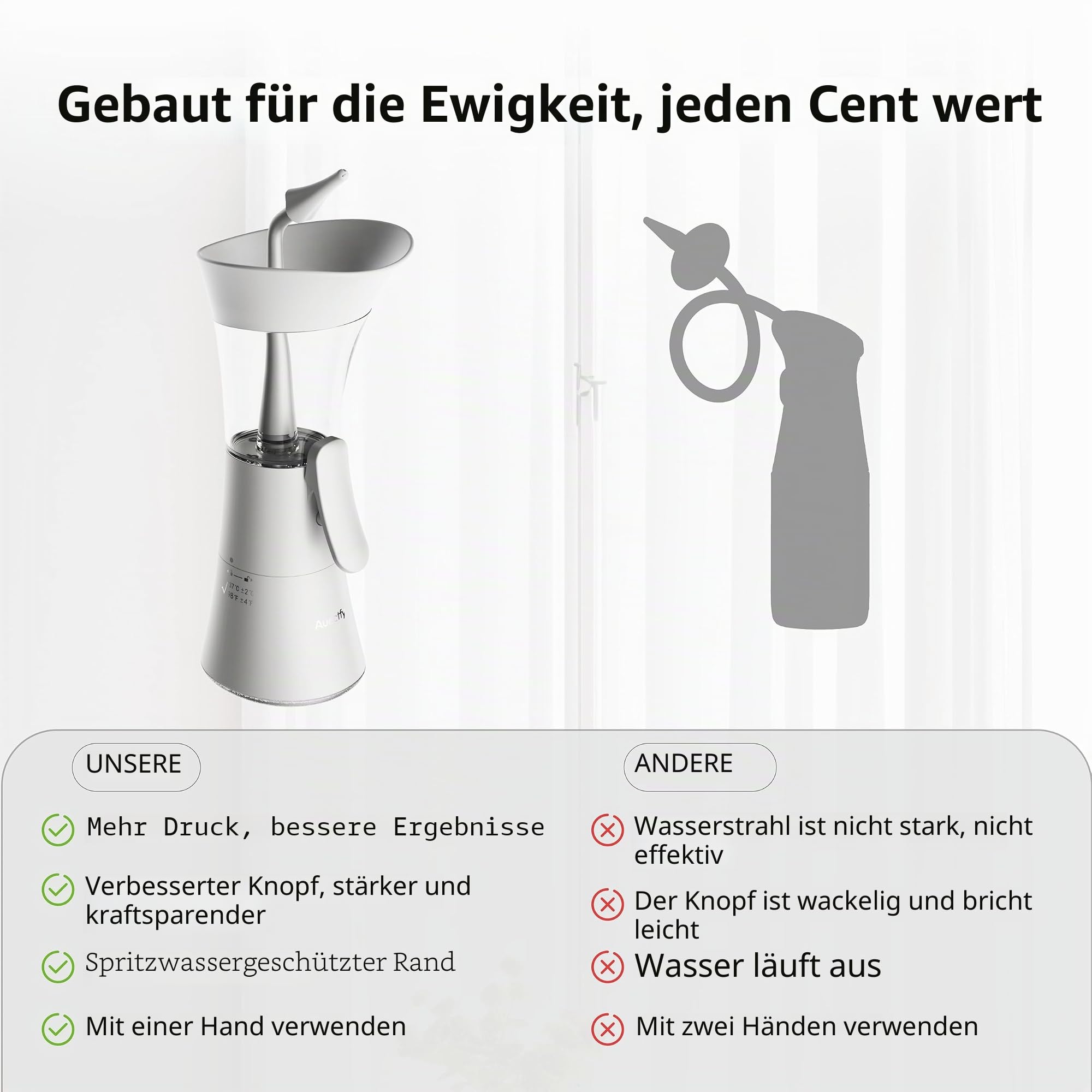 Ohrenschmalz-Entfernungs-Set, Einhandbedienung, einfach zu bedienendes manuelles Ohrspülsystem mit weicher Silikonspitze für effektive und sichere Reinigung von Ohrenschmalz für den Heimgebrauch