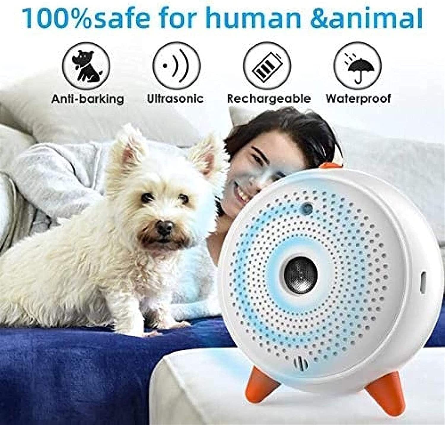 Dispositivo antiladridos, dispositivo de control de ladridos 2 en 1 y entrenamiento de perros, disuasorio ultrasónico de ladridos de perros, caja de ladridos impermeable, dispositivos de control de la
