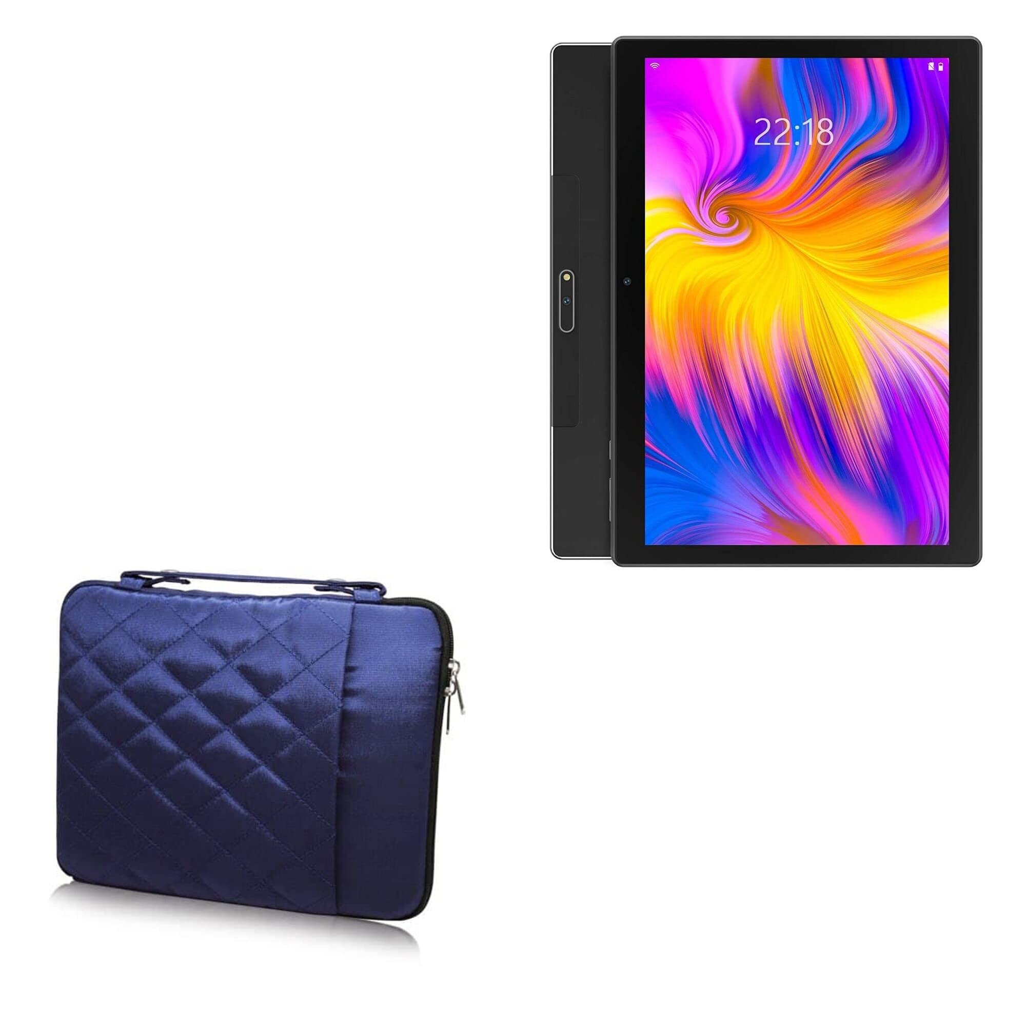 BoxWave Case Compatible with Winsing Android Tablet KTLA (10 in) - Quilted Carrying Bag, Soft Synthetic Leather Cover w/Diamond Design - Navy