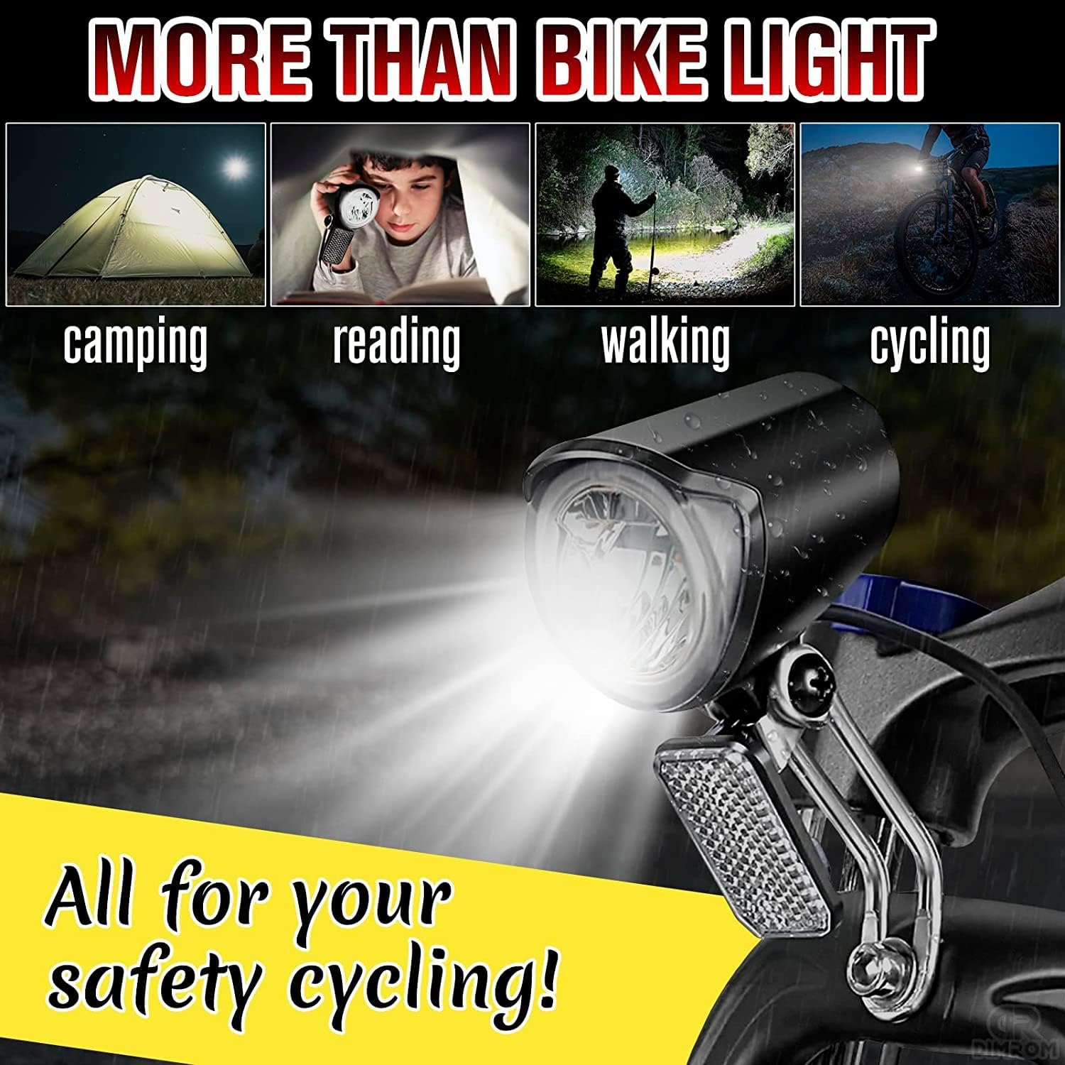kkekos Electric Bike Horn Switch and Headlight Front Light LED Taillights Set for E-Bike Electric Cycle with SM Connector
