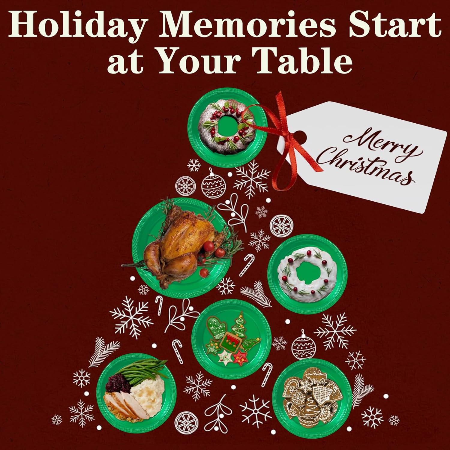 50 Pcs Green Plastic Plates For Party, 25-9" & 25-7" Disposable Cake Dessert Plates For Birthday, St Patricks Day, Christmas Dinner - Image 8