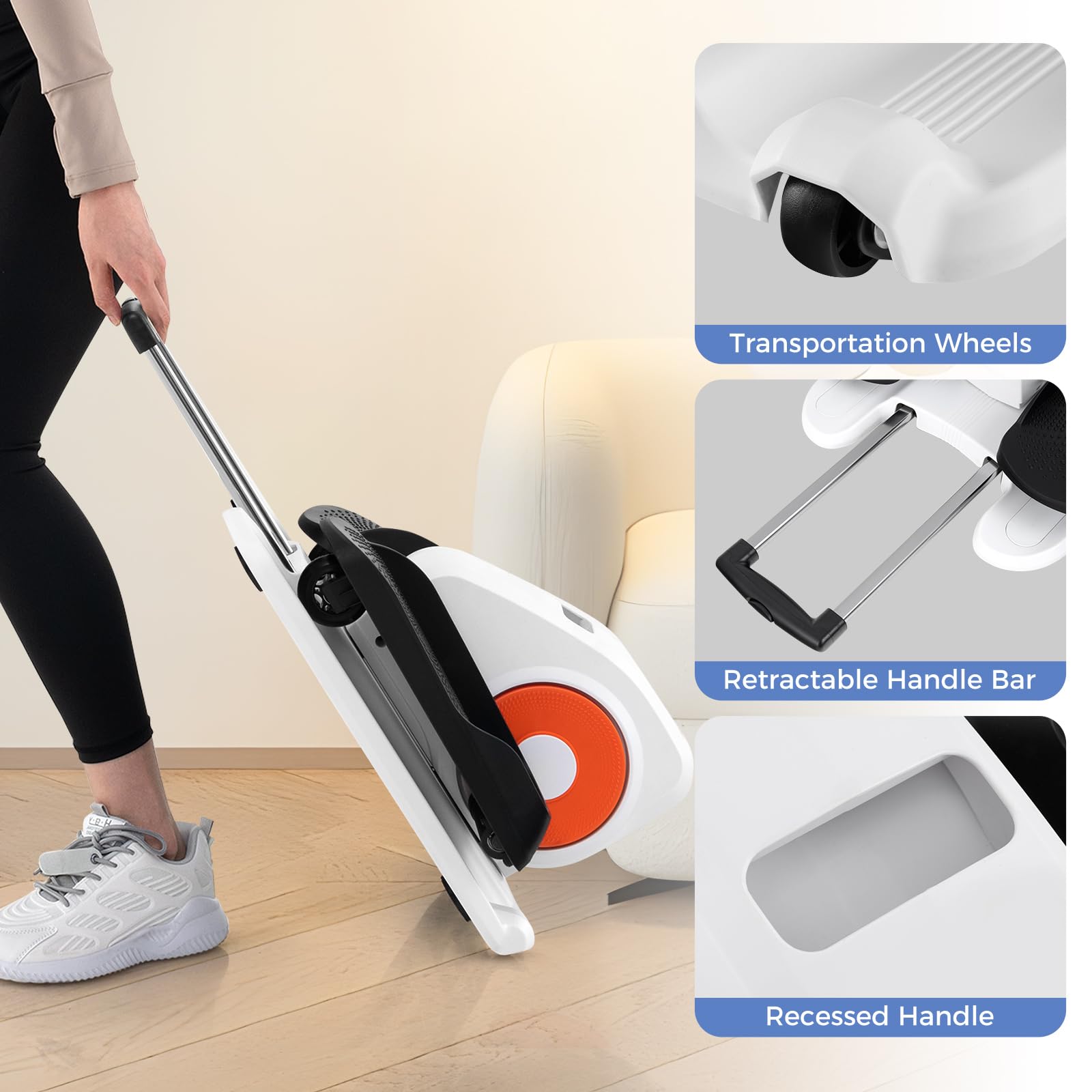 KOMFOTTEU Mini Ellittica Elettrica, Pedalatore Ellittico con Schermo e Telecomando, Pedalatore Elettrico con 5 Velocità e 3 Modalità, Bicicletta Ellittica Sotto la Scrivania