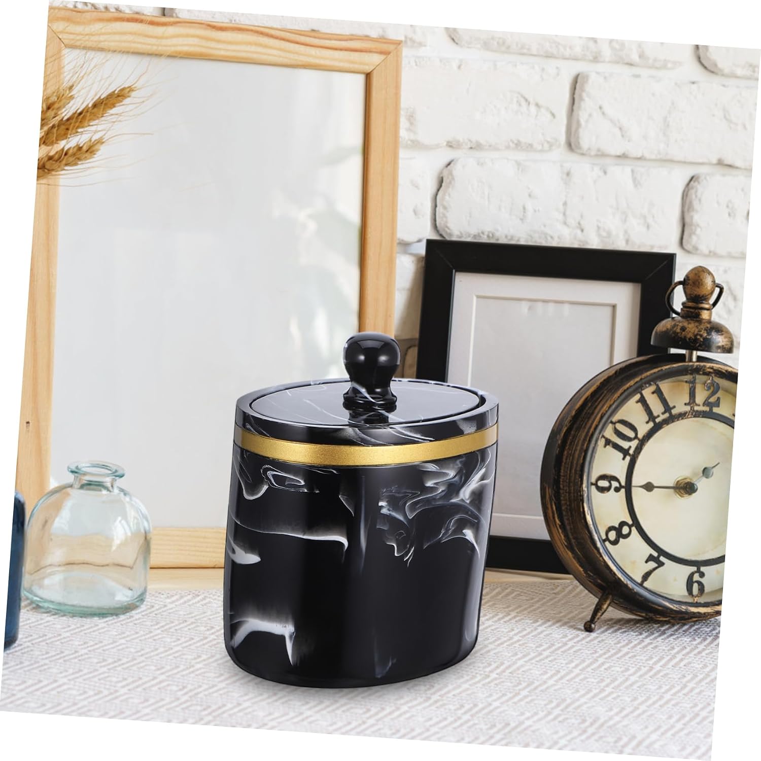 STOBAZA Cotton Rounds Container Square Tissue Box Holder Marble Toothpick Container Cotton Swab Dispenser
