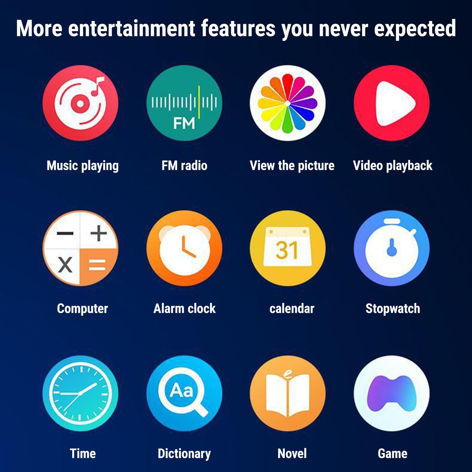 Lettore MP3 Bluetooth 5.4 Sportclip 2.0 pollici Touch Screen Music Player con fotocamera per sport, MP3 con 7 giochi cerebrali, video, registratore, foto, e-book, supporta fino a 256 GB