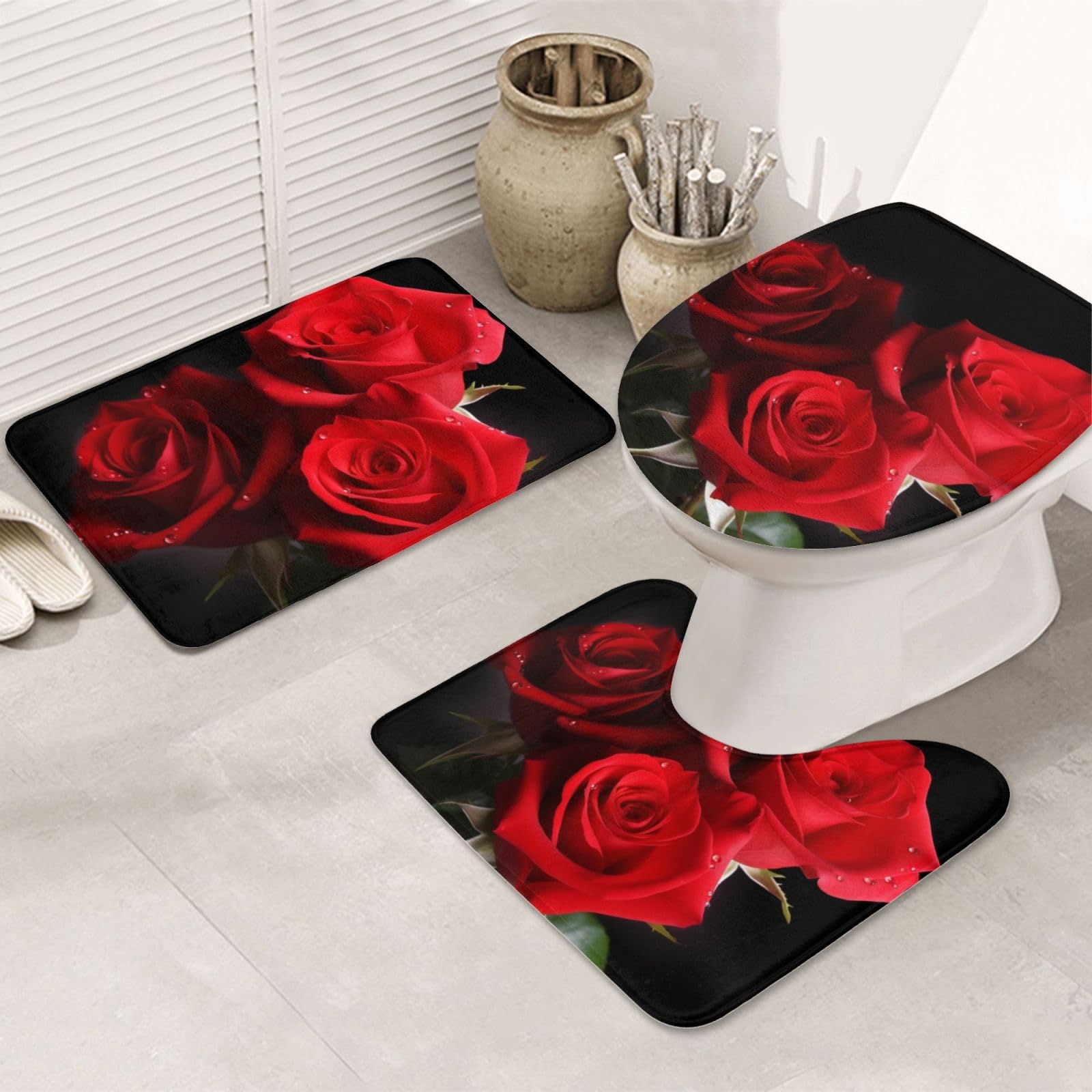 Tapis de bain absorbant en mousse avec envers antidérapant lot complet