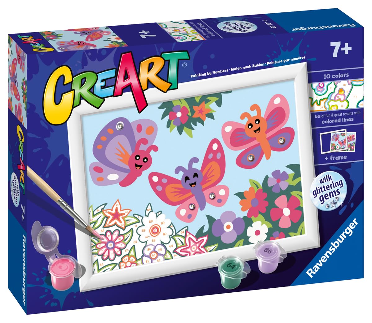 Ravensburger CreArt 23766 - Dipingere con i Numeri per Bambini dai 9 Anni in su, Set da Pittura con Cornice, Pennello e Colori acrilici, Regalo per Ragazze e Ragazzi