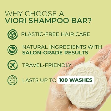 Viori Tea Tree Mint Shampoo Bar for Oily Scalp - Essential Oil, Rice Water