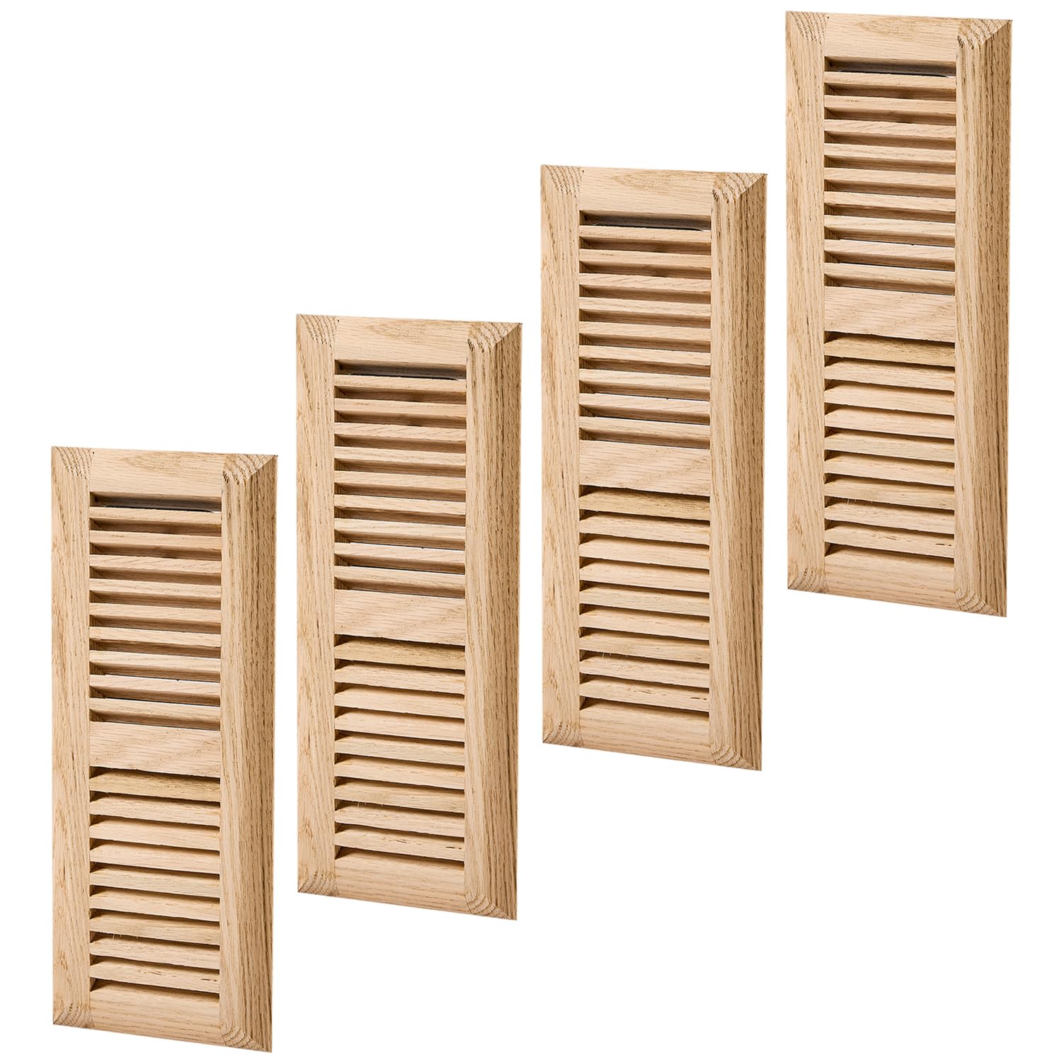 Homewell 4 Pcs White Oak Wood Floor Register, Drop in Vent, 4x12 Inch, No Damper, Unfinished