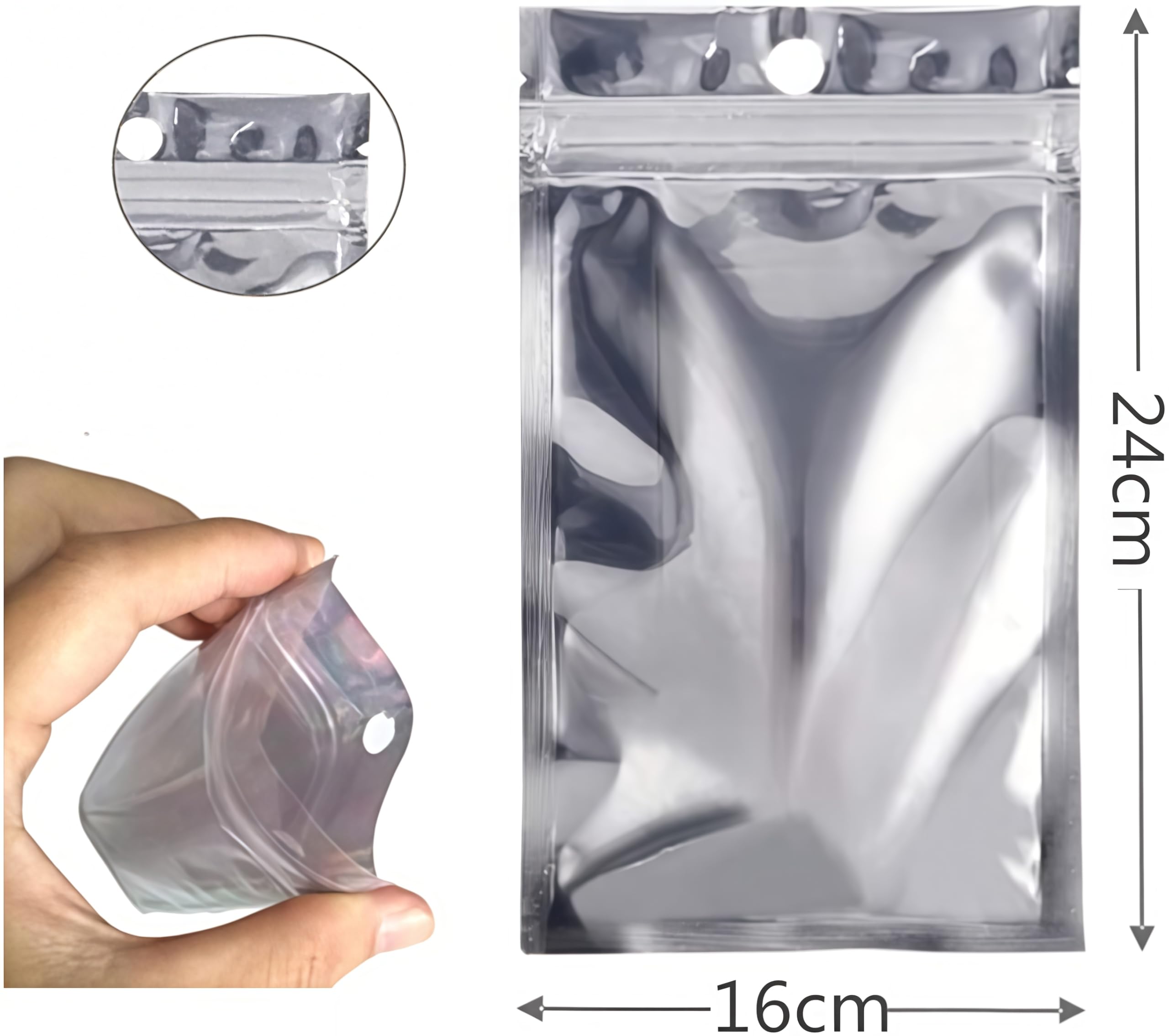 100 Sacchetti Olografici In Mylar Con Zip – 7x10cm, Alluminio Impermeabili E Richiudibili, Perfetti Per Caramelle, Gioielli, Biscotti, Fai Da Te - 5