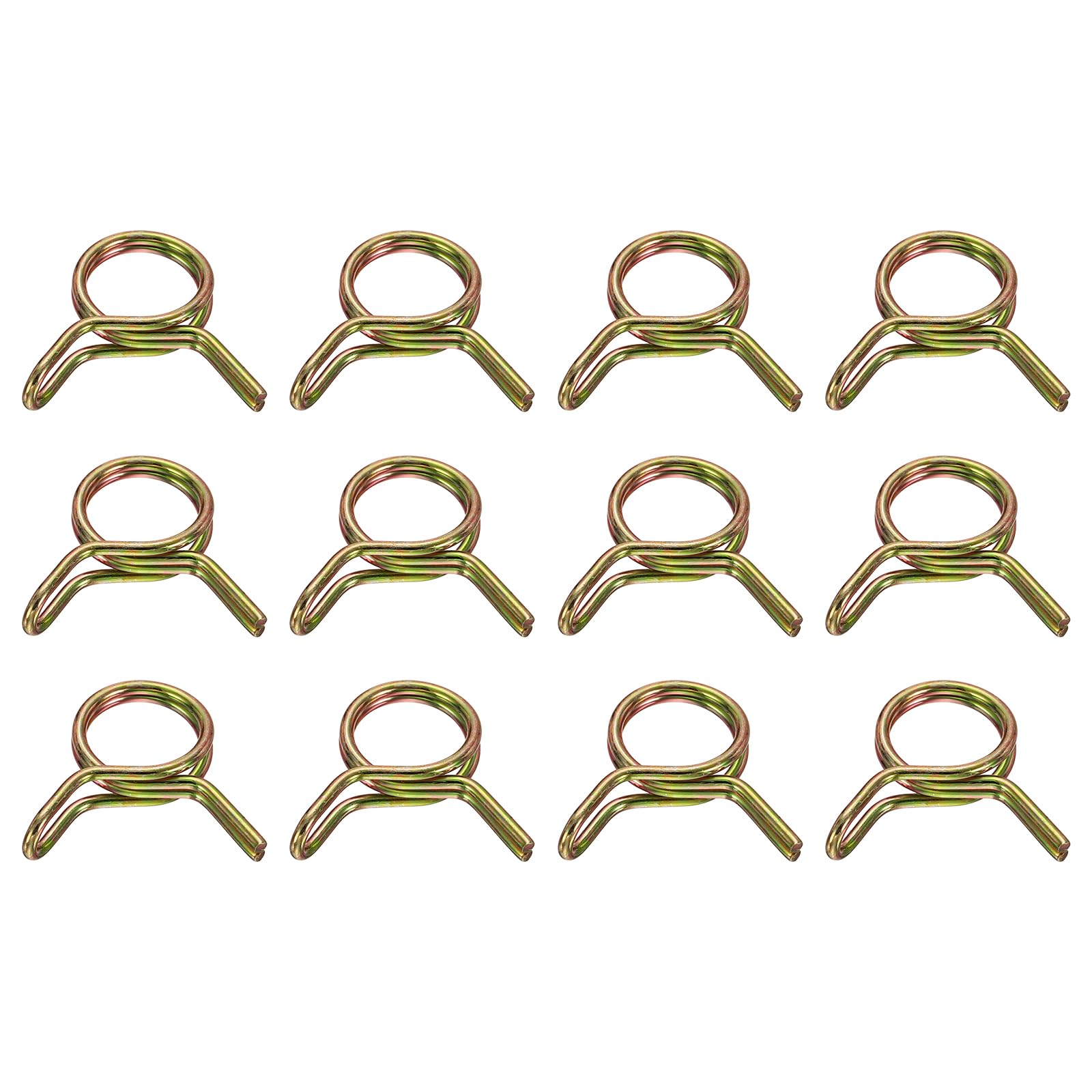 sourcing map Double Wire Fuel Line Hose Clips 8mm ID, 12Pcs 65Mn Spring Steel Tubing Spring Clips Clamps Assortment for Air Hose Tube Water Pipe Motorcycle Scooter ATV, Brass