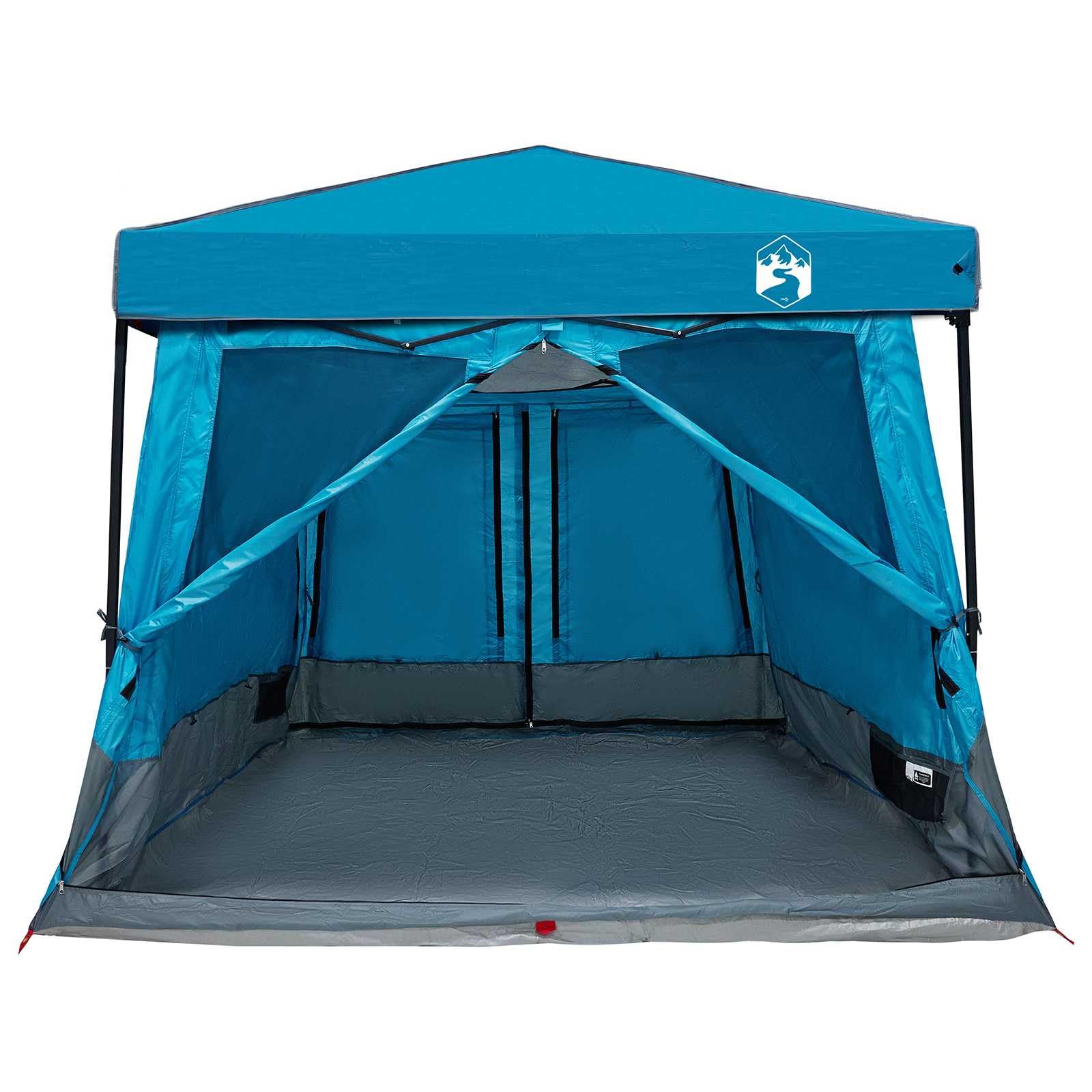 Campingzelt-Set 2-teilig mit Vordach, Blau, Taffeta und Stoff, Großes Outdoor-Zelt für Garten und Terrasse, Maße 463 x 280 x 251 cm, Stabiles Freizeitzelt