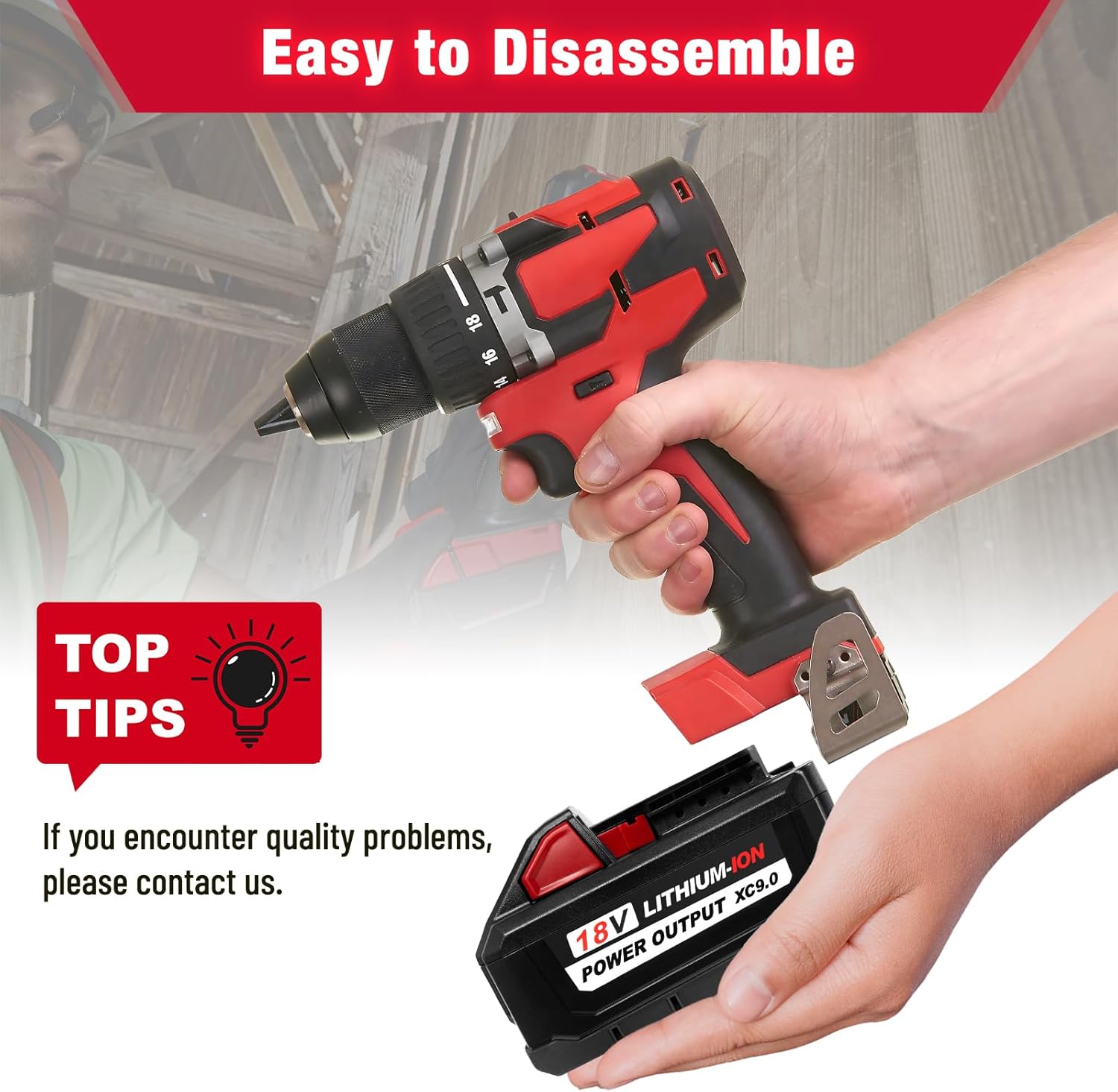 9000mAh 48-11-1880 High Output 18V Batteries Replacement for Milwaukee M18 48-11-1852 48-11-1865 48-11-1850 Lithium Ion Battery Compatible with Milwaukee 18 Volt Cordless Tools(2Pack) - Image 6