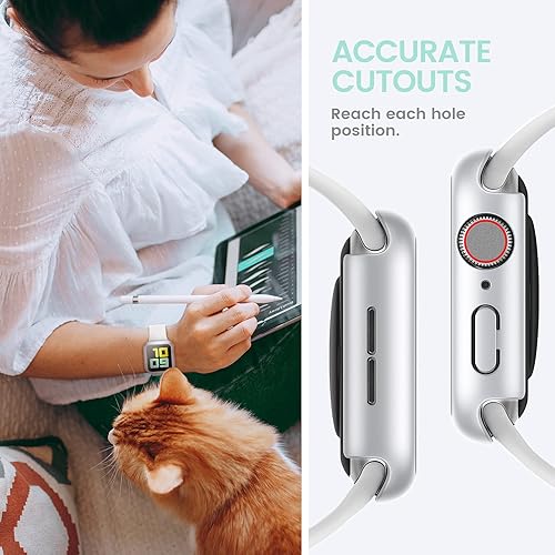 Miniatura 6 de Tensea Funda protectora de pantalla impermeable para Apple Watch SE2 Series SE 6 5 4 4 1.575 in, iWatch protector de PC cubierta facial de vidrio