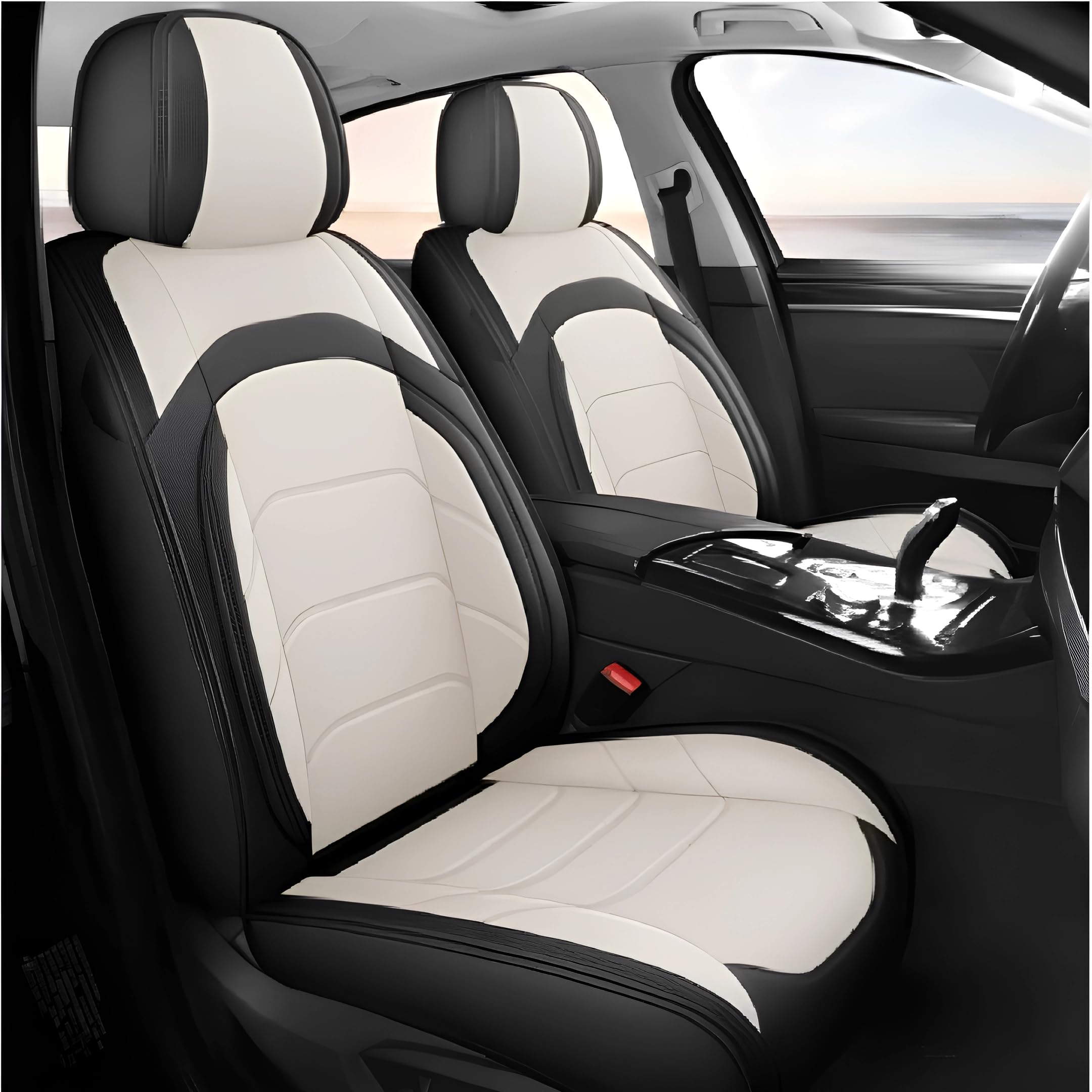Azhaojli Black+White Leather Car Seat Covers Full Set For Holden Jackaroo (2002)