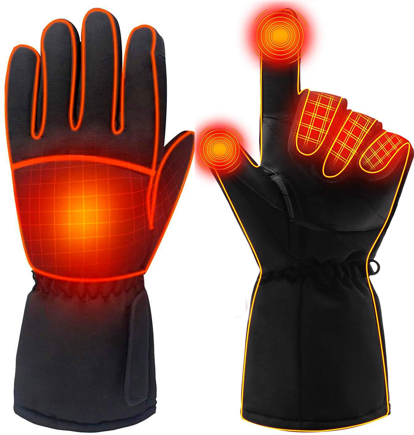 Z-YQL Alimentation par Batterie électrique Rechargeable chauffé Gants d'hiver en Plein air Gants Thermiques pour Homme Femme Mot