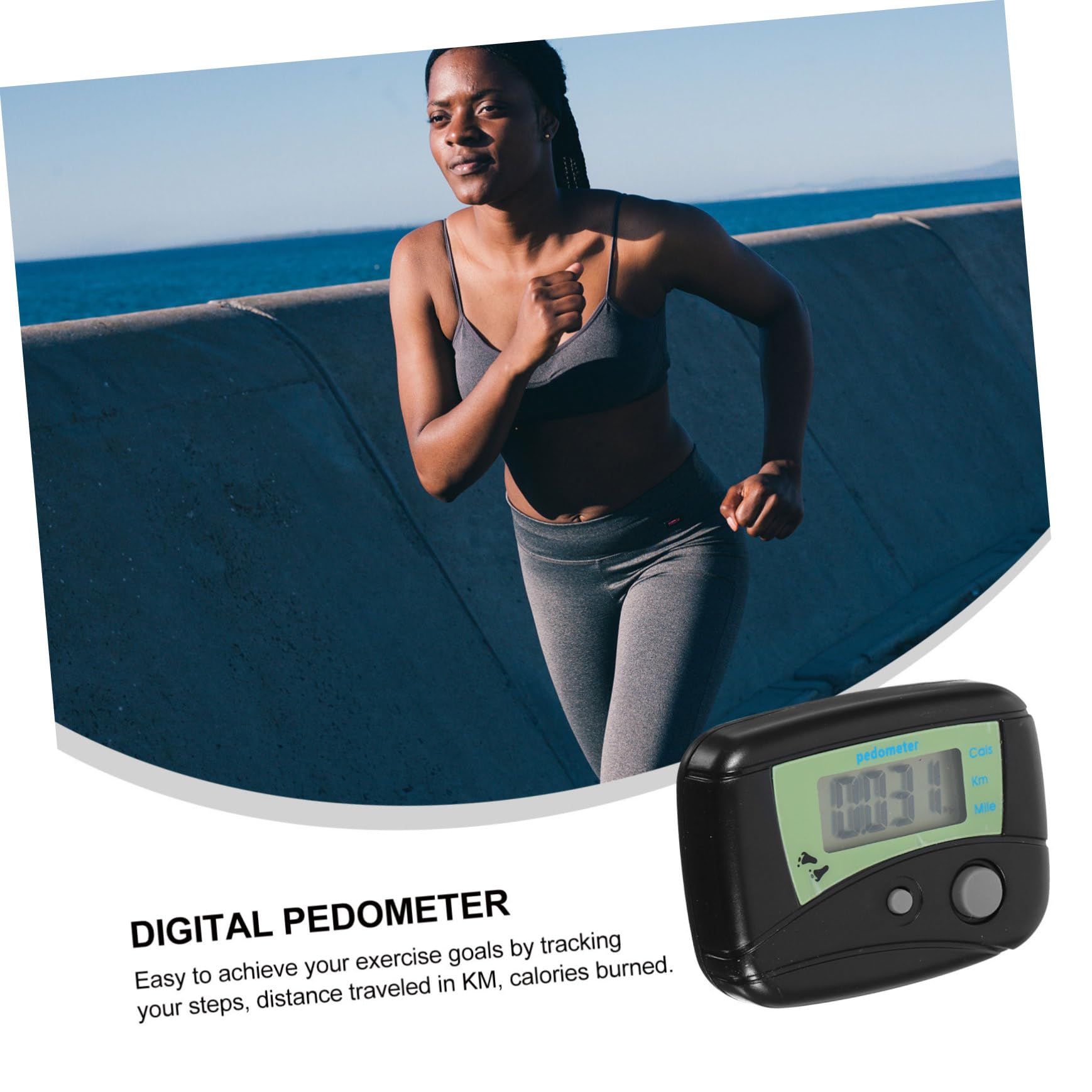 Kisangel Lot de 10 Podomètres Numériques Multifonctions avec Écran LCD Compteur De Compteur De Calories Podomètre pour Le Fitness Noir