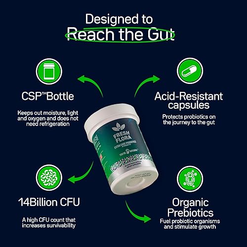 Miniatura 7 de YOU'RE NATURAL Probióticos veganos Fresh Flora 14 mil millones de UFC - Mezcla de probióticos y cápsulas vegetarianas de inulina prebiótica -