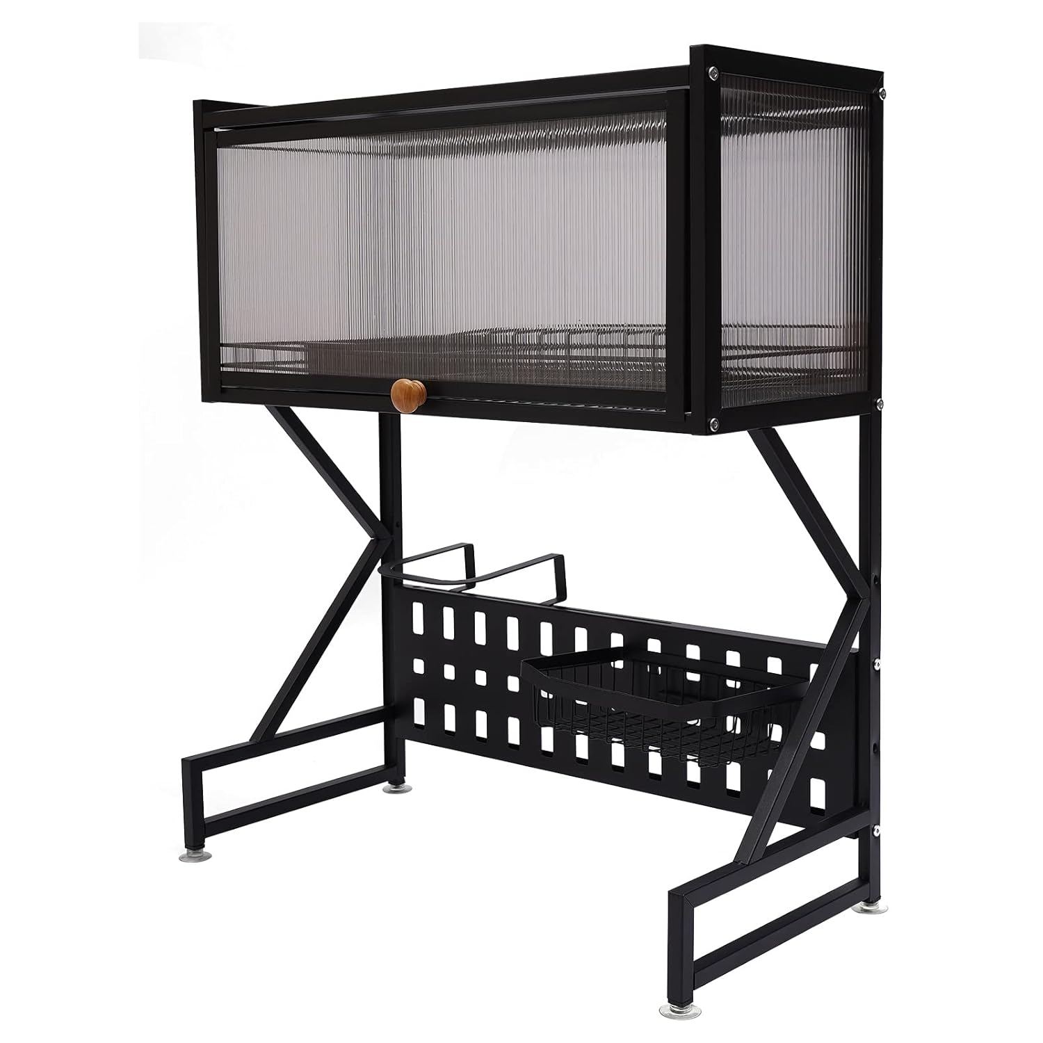 Over The Sink Dish Drying Rack 2 Tier Metal Steel Dish Drying Racks for Kitchen Counter with Hooks