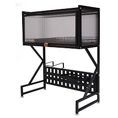 Over The Sink Dish Drying Rack 2 Tier Metal Steel Dish Drying Racks for Kitchen Counter with Hooks