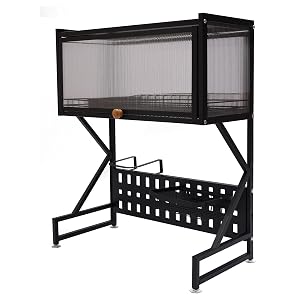 Over The Sink Dish Drying Rack 2 Tier Metal Steel Dish Drying Racks for Kitchen Counter with Hooks