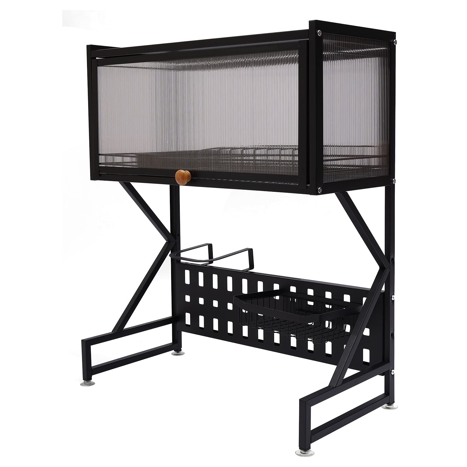 Over The Sink Dish Drying Rack 2 Tier Metal Steel Dish Drying Racks for Kitchen Counter with Hooks