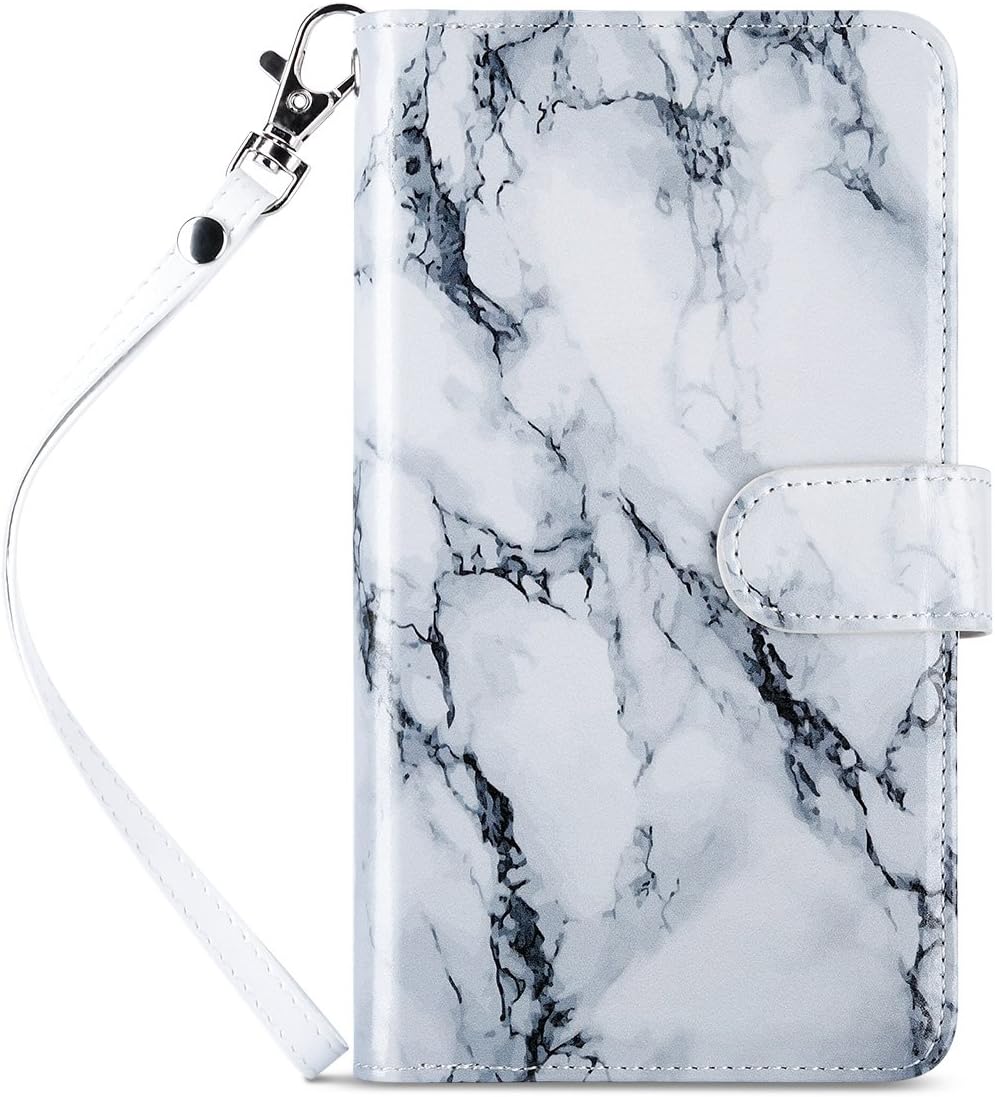 ULAK iPhone 6S Plus Wallet Case, iPhone 6 Plus Case,Multi Card Holders Slots Hybrid TPU Skin PU Leather Flip Wallet Case Cover for Apple iPhone 6/6s Plus 5.5inch Devices, Marble White