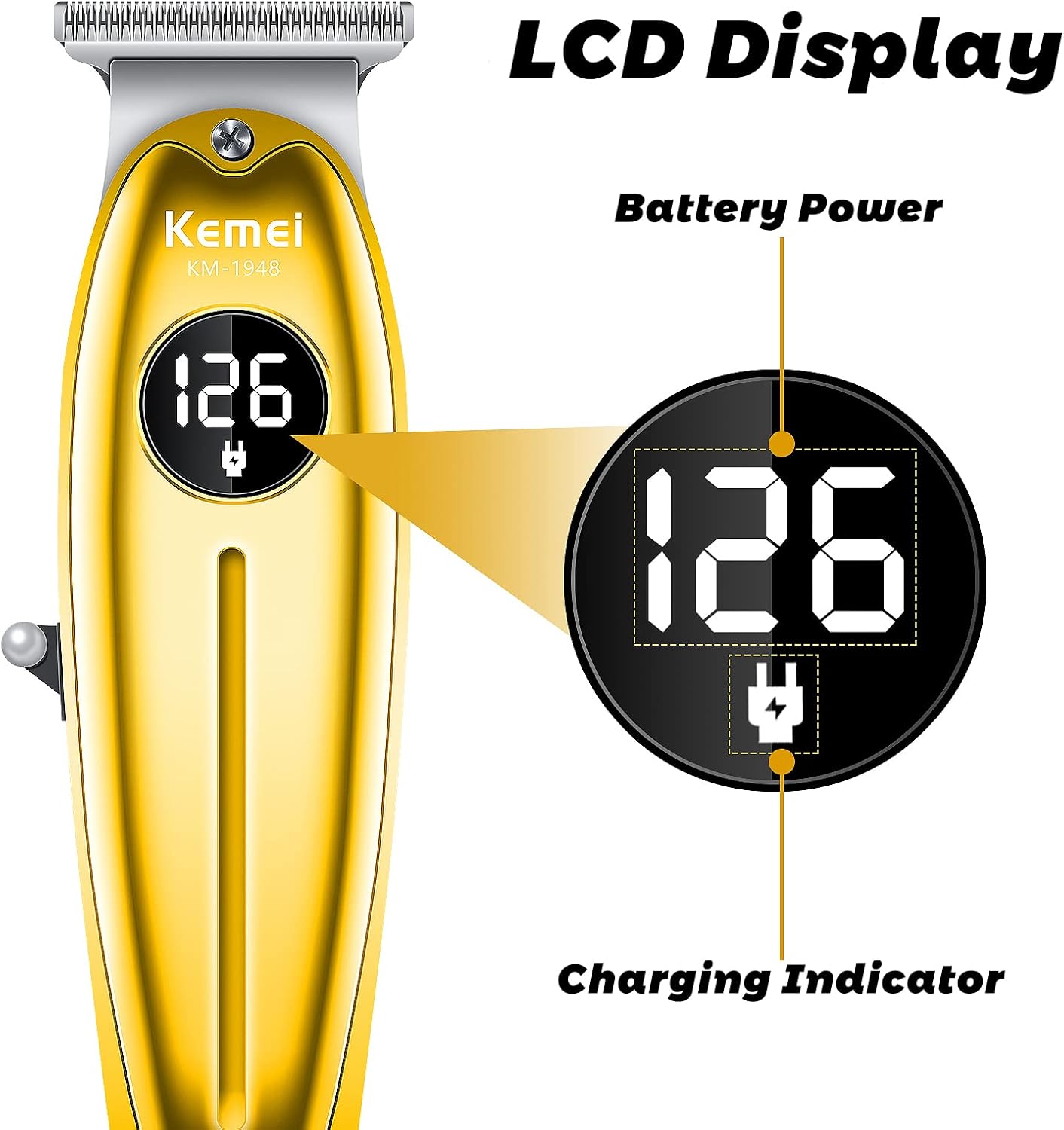 KEMEI KM-1948 Hair Trimmer LCD Display Details
