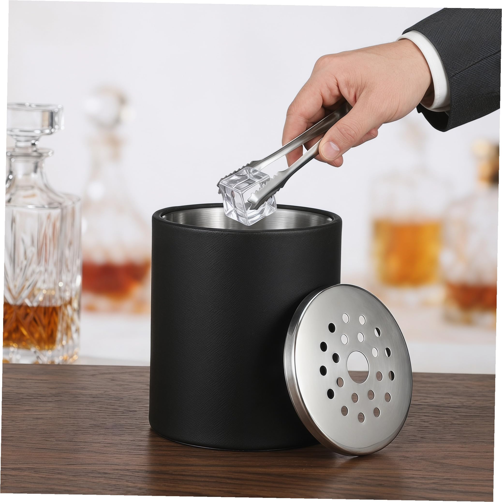 Cabilock 1 Cubo De Hielo De Acero Inoxidable Cubo para Botellas De Bebidas Cubos De Hielo para Whisky Vino Vasos para Exteriores Botellas De Cerveza Bandeja Redonda Galvanizada Cubo