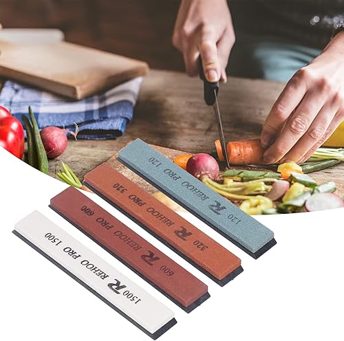Miniatura 3 de Oumefar Juego de 4 afiladores de cuchillos de piedra de afilar de 5.9 x 1.0 pulgadas, afiladores de cuchillos de grano 1203206001500 para cuchillos