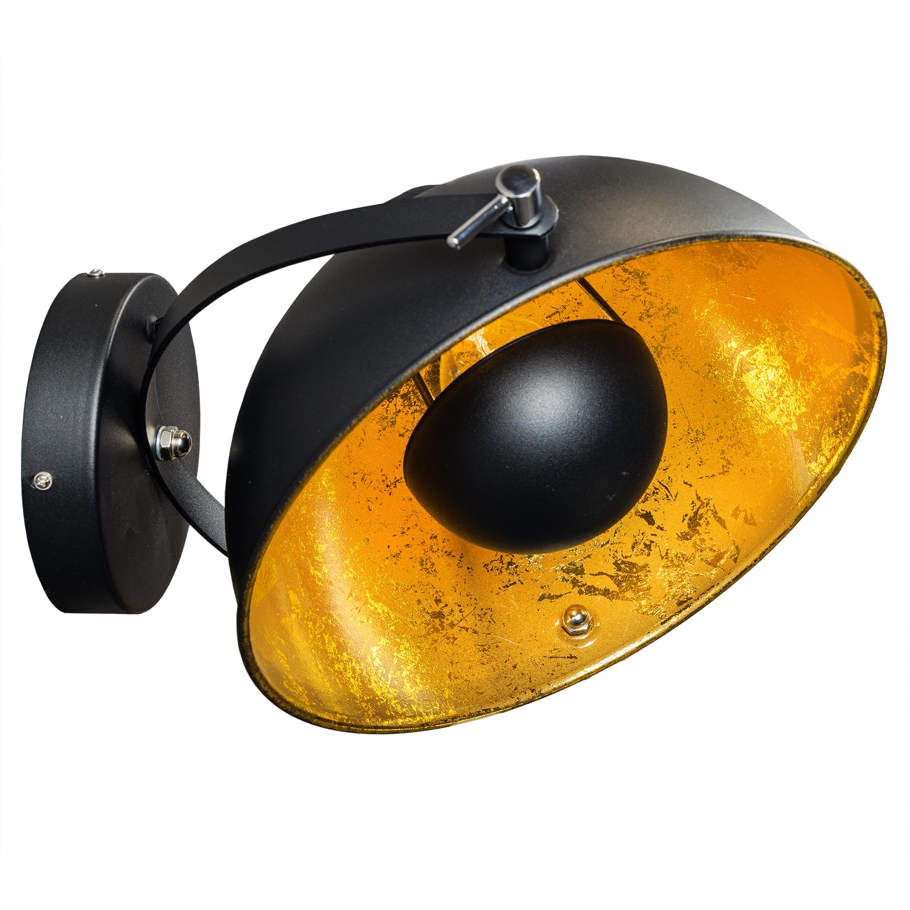 invicta INTERIOR Moderne Wandleuchte STUDIO schwarz gold Lampe Blattgold Optik Wandlampen Leuchte Wohnzimmer