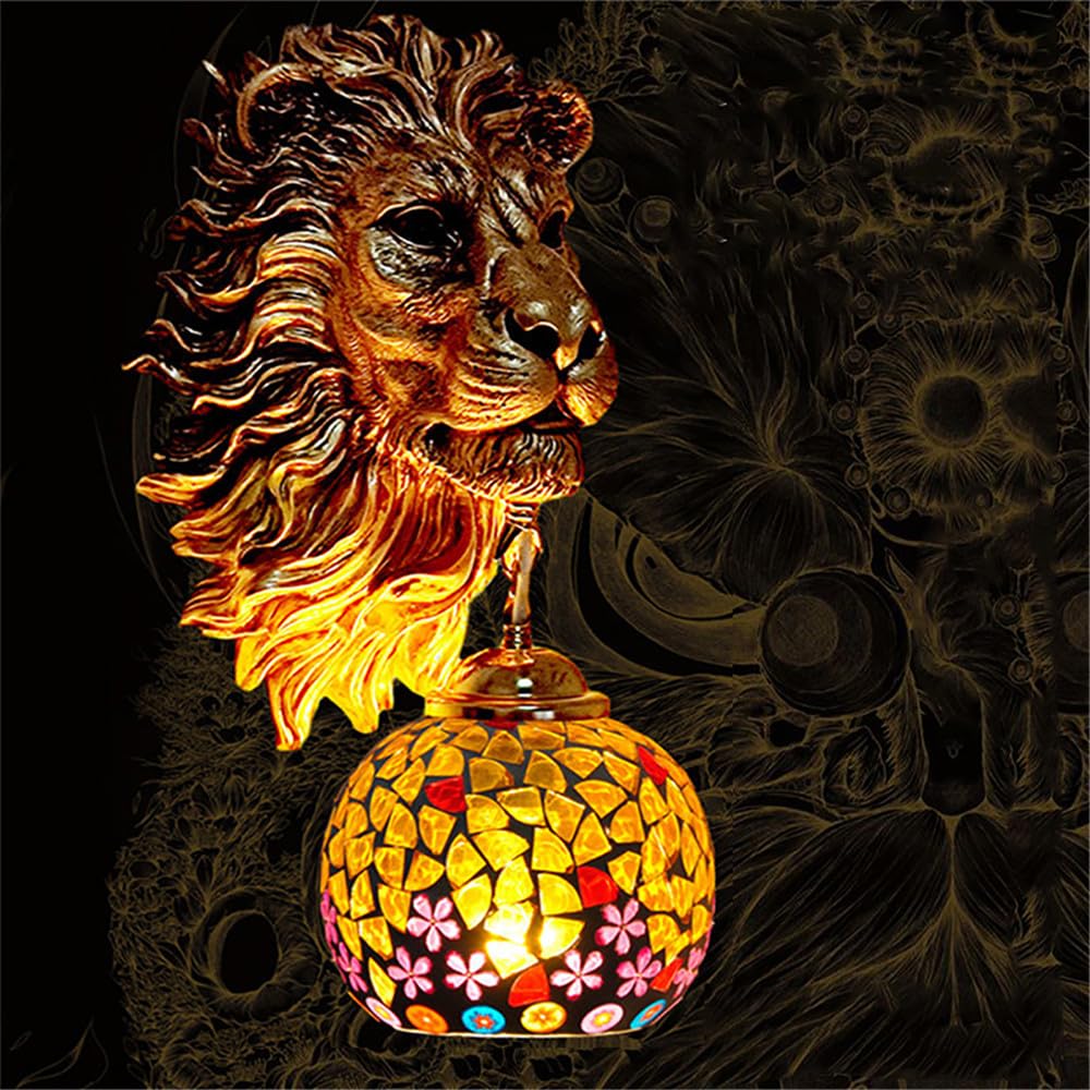 SXECAEPS Lion Wall Lamp - Retro Creative LED Light for Living Room, Bedroom, Hallway, Aisle Decoration