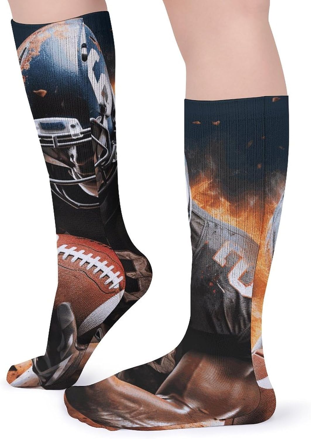 5 Pairs Knee High Socks American Football Long Tube Boot Seamless Toe