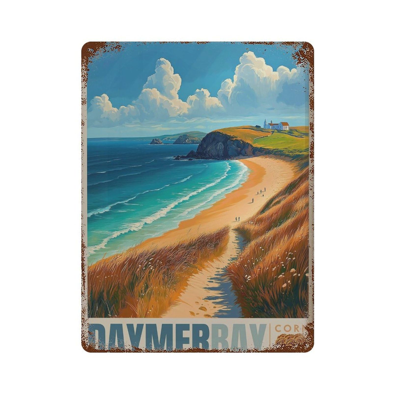 xiaoxiaoshen Daymer Bay Travel Cornwall Seaside England Wall Decor Art Metal Tin Poster Modern Home Decor Art Home Bar Shop Decorations Vintage Sign 40x30cm