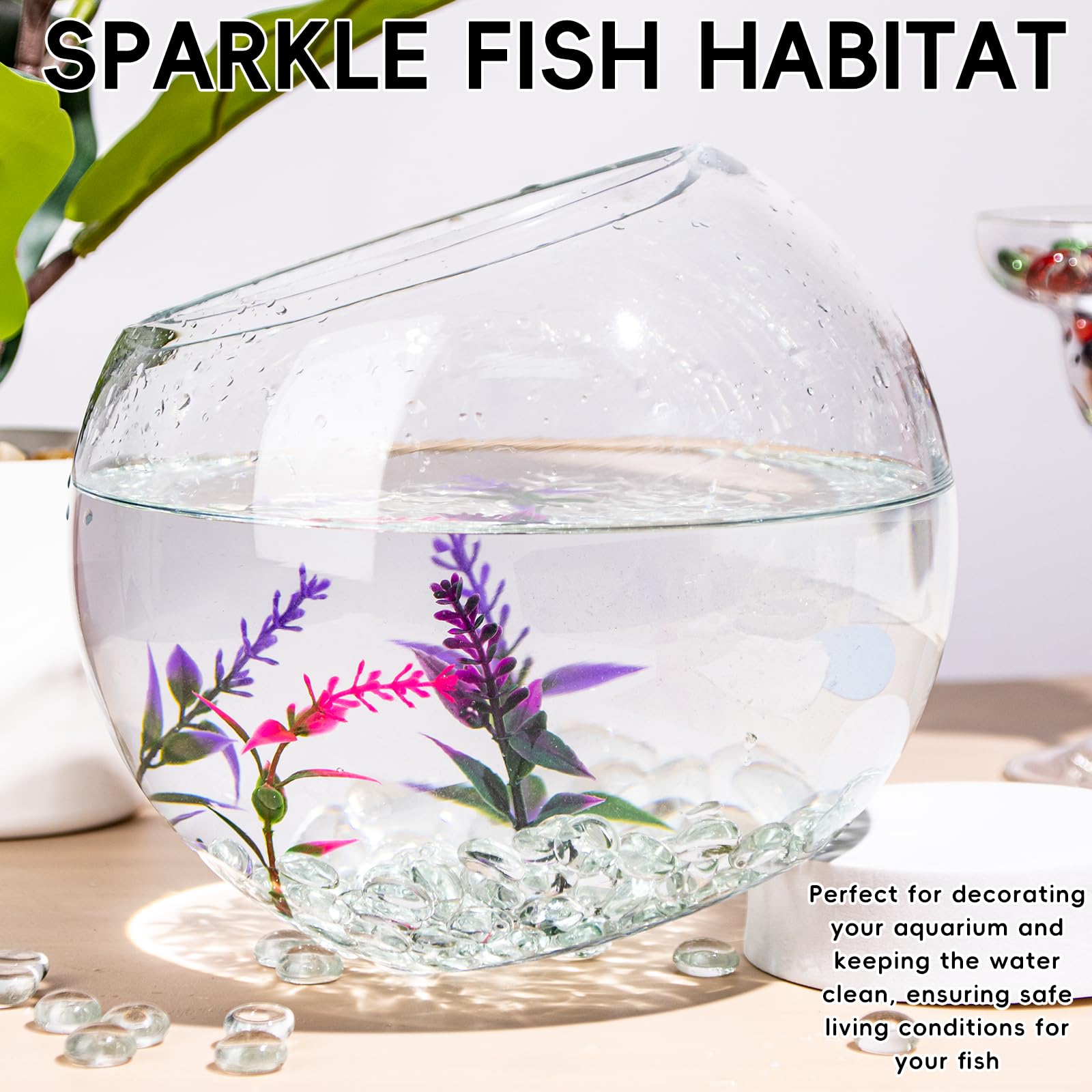 0.44KG Clear Glass Marbles,Transparent Mini Flat Glass Beads~150 PCS for Vase Fillers,Floral Bottom Mancala Gems Pebbles Fish Tank Rocks for Table Aquarium,Home Decor Art Craft Supplies(0.5"~0.7") - Image 4