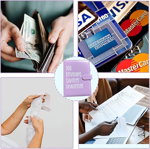 Miniatura 6 de Carpeta de desafíos de 100 sobres, carpeta de desafíos de ahorro, libro de presupuesto de desafíos de ahorro con sobres de efectivo para